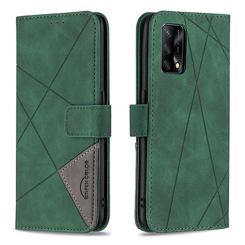 Custodia Portafoglio In Pelle Cover con Supporto B08F per Oppo A74 4G Verde