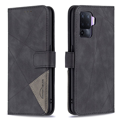 Custodia Portafoglio In Pelle Cover con Supporto B08F per Oppo A94 4G Nero