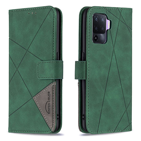 Custodia Portafoglio In Pelle Cover con Supporto B08F per Oppo A94 4G Verde