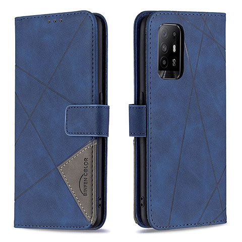 Custodia Portafoglio In Pelle Cover con Supporto B08F per Oppo A94 5G Blu