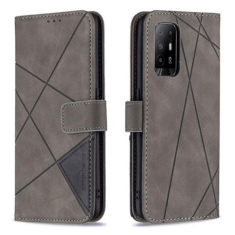 Custodia Portafoglio In Pelle Cover con Supporto B08F per Oppo A95 5G Grigio