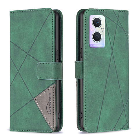 Custodia Portafoglio In Pelle Cover con Supporto B08F per Oppo A96 5G Verde