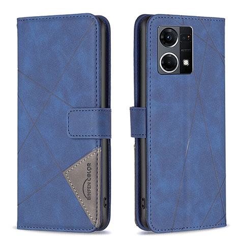 Custodia Portafoglio In Pelle Cover con Supporto B08F per Oppo F21s Pro 4G Blu