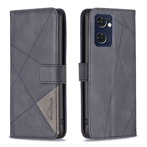 Custodia Portafoglio In Pelle Cover con Supporto B08F per Oppo Find X5 Lite 5G Nero