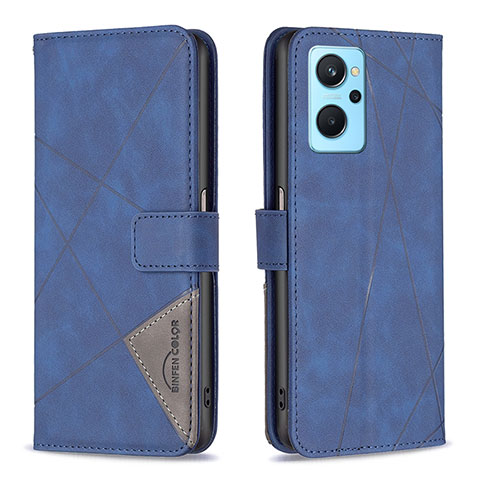 Custodia Portafoglio In Pelle Cover con Supporto B08F per Oppo K10 4G Blu