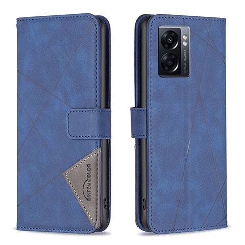 Custodia Portafoglio In Pelle Cover con Supporto B08F per Oppo K10 5G India Blu