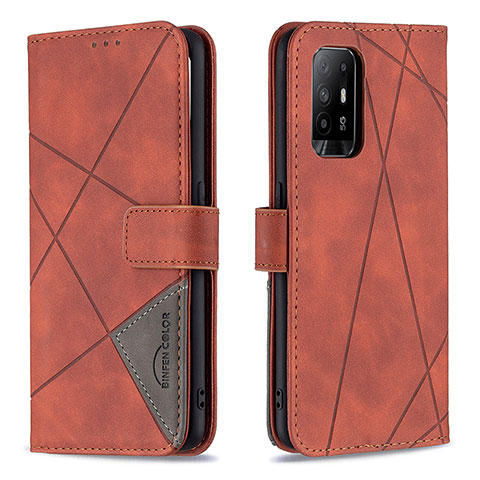 Custodia Portafoglio In Pelle Cover con Supporto B08F per Oppo Reno5 Z 5G Arancione