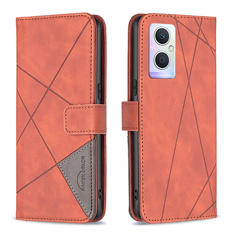 Custodia Portafoglio In Pelle Cover con Supporto B08F per Oppo Reno7 Lite 5G Arancione