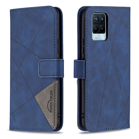 Custodia Portafoglio In Pelle Cover con Supporto B08F per Realme 8 4G Blu