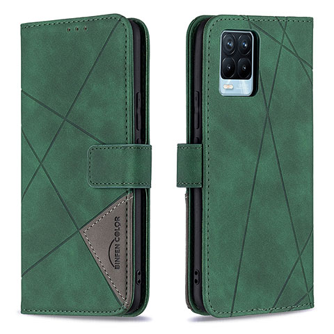 Custodia Portafoglio In Pelle Cover con Supporto B08F per Realme 8 Pro Verde