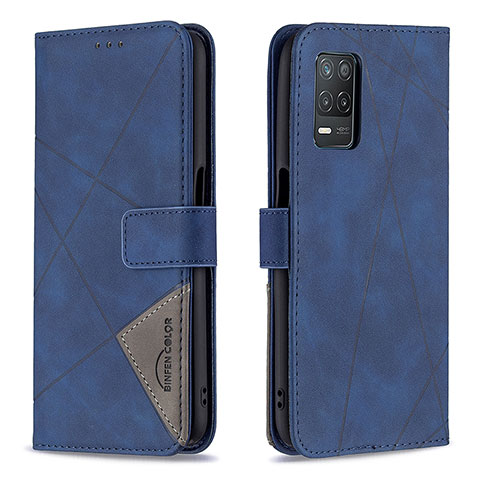 Custodia Portafoglio In Pelle Cover con Supporto B08F per Realme 8s 5G Blu