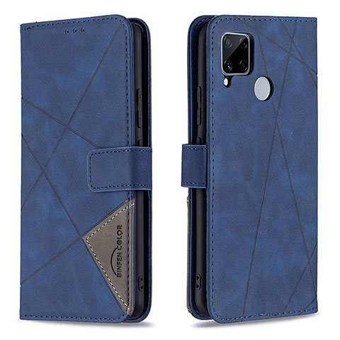 Custodia Portafoglio In Pelle Cover con Supporto B08F per Realme C12 Blu