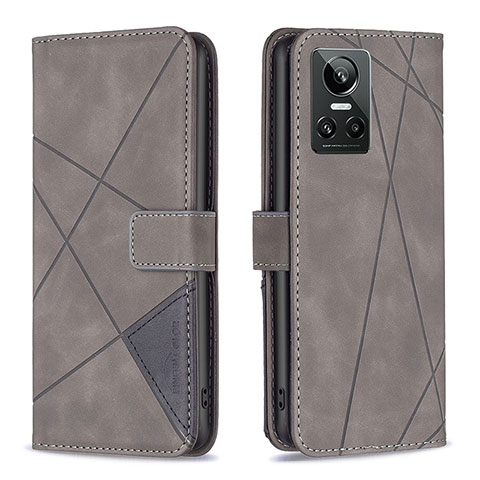 Custodia Portafoglio In Pelle Cover con Supporto B08F per Realme GT Neo3 5G Grigio