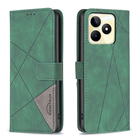 Custodia Portafoglio In Pelle Cover con Supporto B08F per Realme Narzo N53 Verde