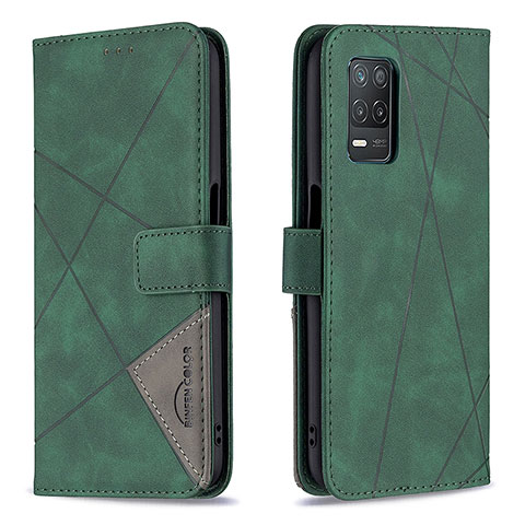 Custodia Portafoglio In Pelle Cover con Supporto B08F per Realme Q3i 5G Verde