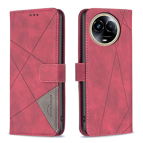 Custodia Portafoglio In Pelle Cover con Supporto B08F per Realme V50 5G Rosso