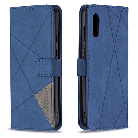 Custodia Portafoglio In Pelle Cover con Supporto B08F per Samsung Galaxy A02 Blu