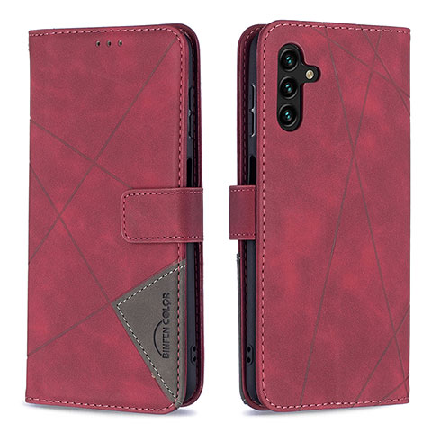 Custodia Portafoglio In Pelle Cover con Supporto B08F per Samsung Galaxy A13 5G Rosso