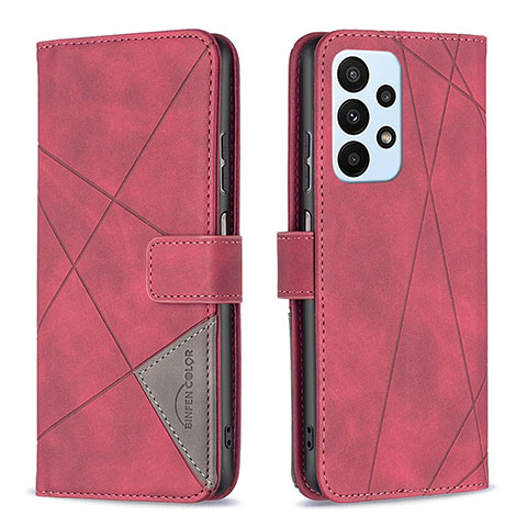 Custodia Portafoglio In Pelle Cover con Supporto B08F per Samsung Galaxy A23 4G Rosso