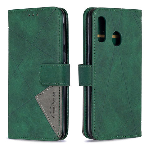 Custodia Portafoglio In Pelle Cover con Supporto B08F per Samsung Galaxy A40 Verde