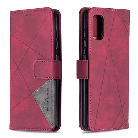 Custodia Portafoglio In Pelle Cover con Supporto B08F per Samsung Galaxy A41 Rosso