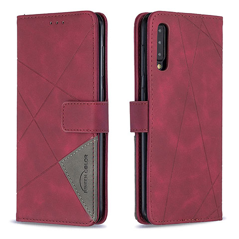 Custodia Portafoglio In Pelle Cover con Supporto B08F per Samsung Galaxy A50S Rosso