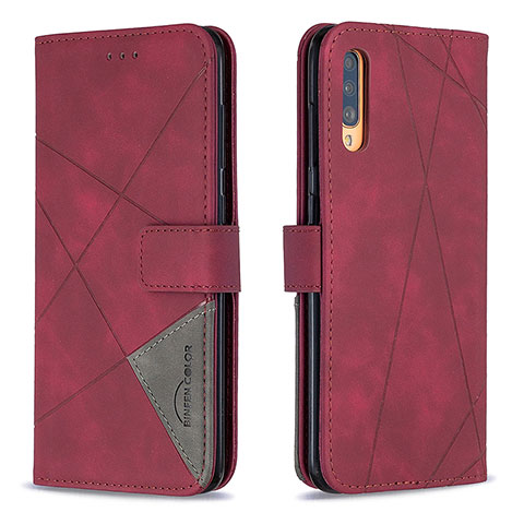 Custodia Portafoglio In Pelle Cover con Supporto B08F per Samsung Galaxy A70 Rosso