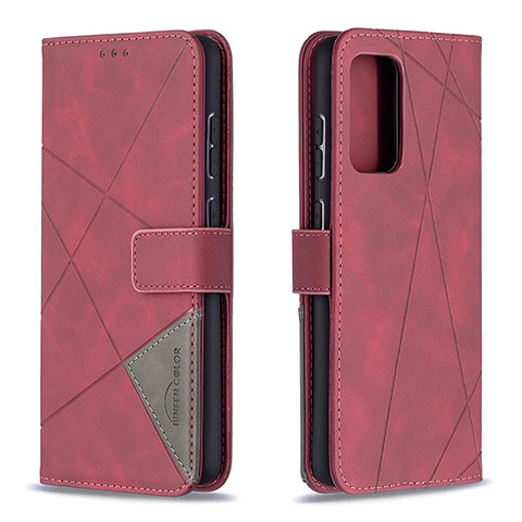 Custodia Portafoglio In Pelle Cover con Supporto B08F per Samsung Galaxy A72 4G Rosso