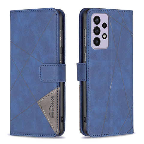 Custodia Portafoglio In Pelle Cover con Supporto B08F per Samsung Galaxy A73 5G Blu