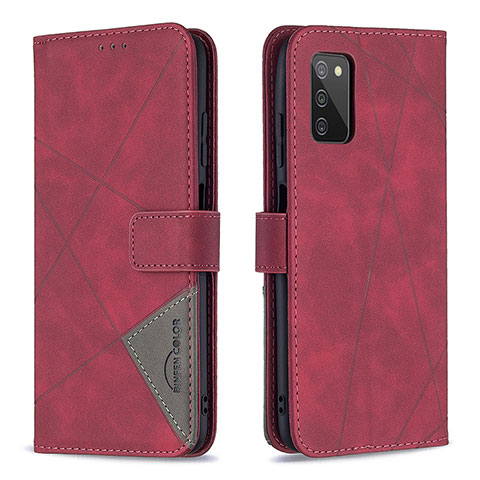 Custodia Portafoglio In Pelle Cover con Supporto B08F per Samsung Galaxy F02S SM-E025F Rosso