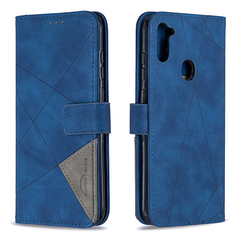 Custodia Portafoglio In Pelle Cover con Supporto B08F per Samsung Galaxy M11 Blu