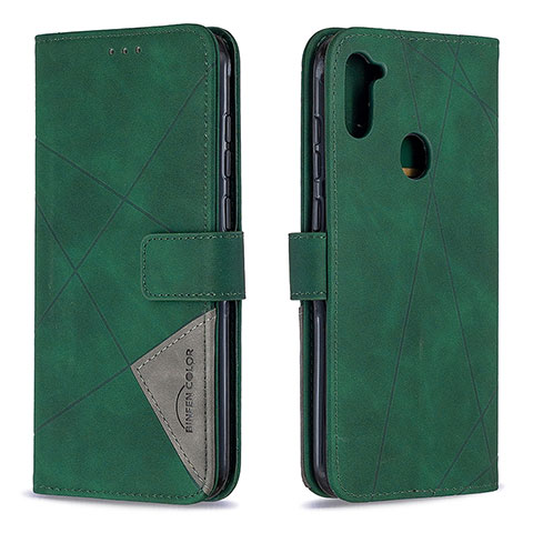 Custodia Portafoglio In Pelle Cover con Supporto B08F per Samsung Galaxy M11 Verde