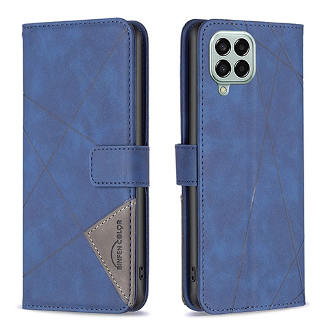 Custodia Portafoglio In Pelle Cover con Supporto B08F per Samsung Galaxy M33 5G Blu