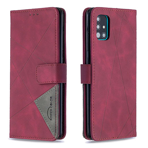 Custodia Portafoglio In Pelle Cover con Supporto B08F per Samsung Galaxy M40S Rosso