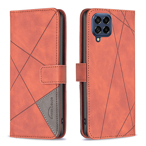 Custodia Portafoglio In Pelle Cover con Supporto B08F per Samsung Galaxy M53 5G Arancione