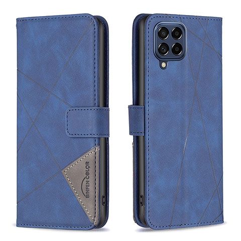 Custodia Portafoglio In Pelle Cover con Supporto B08F per Samsung Galaxy M53 5G Blu