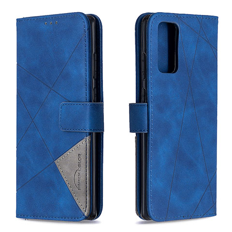 Custodia Portafoglio In Pelle Cover con Supporto B08F per Samsung Galaxy Note 20 5G Blu