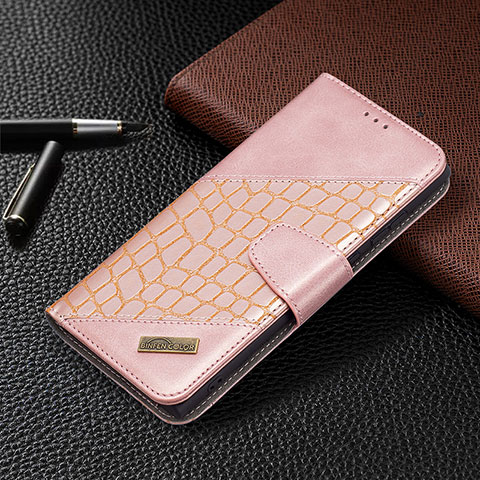 Custodia Portafoglio In Pelle Cover con Supporto B08F per Samsung Galaxy S21 Ultra 5G Rosa