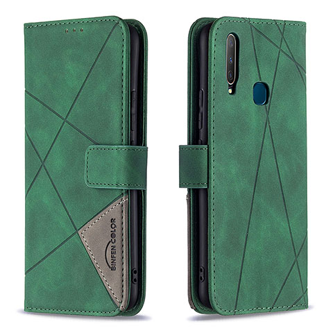 Custodia Portafoglio In Pelle Cover con Supporto B08F per Vivo Y11 Verde