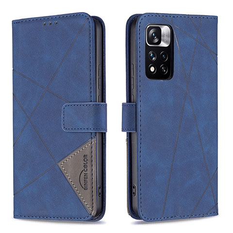 Custodia Portafoglio In Pelle Cover con Supporto B08F per Xiaomi Mi 11i 5G (2022) Blu