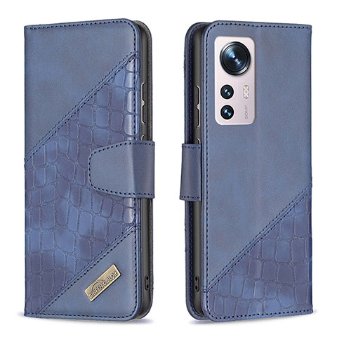 Custodia Portafoglio In Pelle Cover con Supporto B08F per Xiaomi Mi 12X 5G Blu