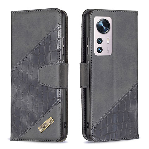 Custodia Portafoglio In Pelle Cover con Supporto B08F per Xiaomi Mi 12X 5G Nero