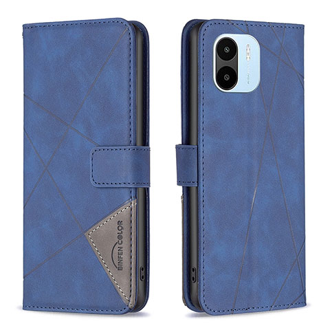 Custodia Portafoglio In Pelle Cover con Supporto B08F per Xiaomi Poco C51 Blu