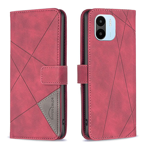 Custodia Portafoglio In Pelle Cover con Supporto B08F per Xiaomi Poco C51 Rosso