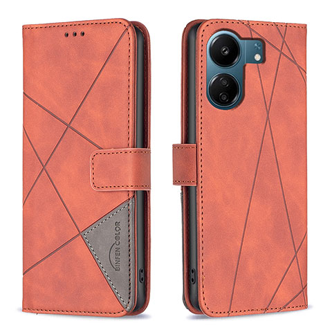 Custodia Portafoglio In Pelle Cover con Supporto B08F per Xiaomi Poco C65 Arancione