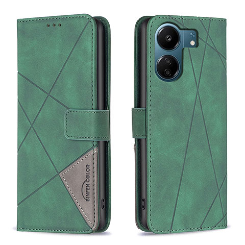 Custodia Portafoglio In Pelle Cover con Supporto B08F per Xiaomi Poco C65 Verde