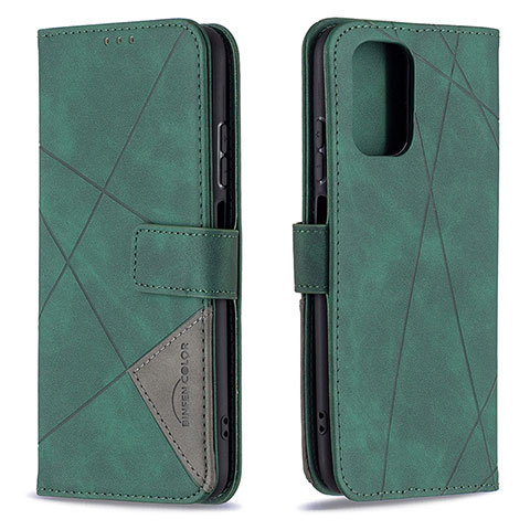 Custodia Portafoglio In Pelle Cover con Supporto B08F per Xiaomi Poco M5S Verde