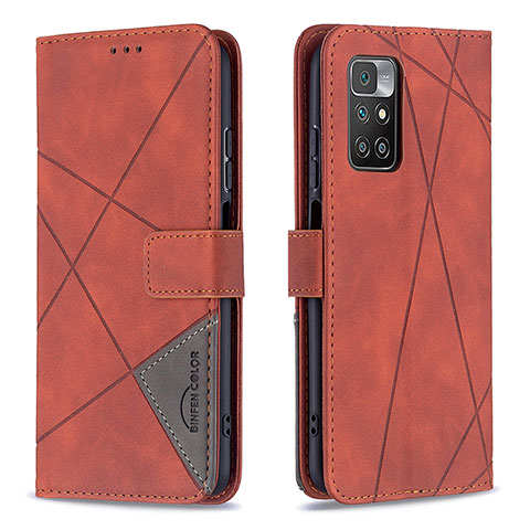 Custodia Portafoglio In Pelle Cover con Supporto B08F per Xiaomi Redmi 10 (2022) Arancione