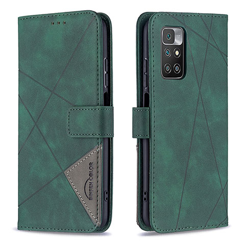 Custodia Portafoglio In Pelle Cover con Supporto B08F per Xiaomi Redmi 10 4G Verde