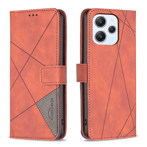 Custodia Portafoglio In Pelle Cover con Supporto B08F per Xiaomi Redmi 12 4G Arancione